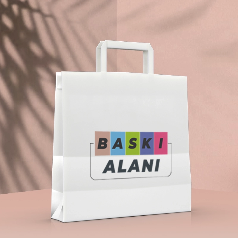 Baskili-cozum-ambalaj-konak-izmir-Beyaz Kraft Flat Saplı Virgin Çanta 30x18x29-yan