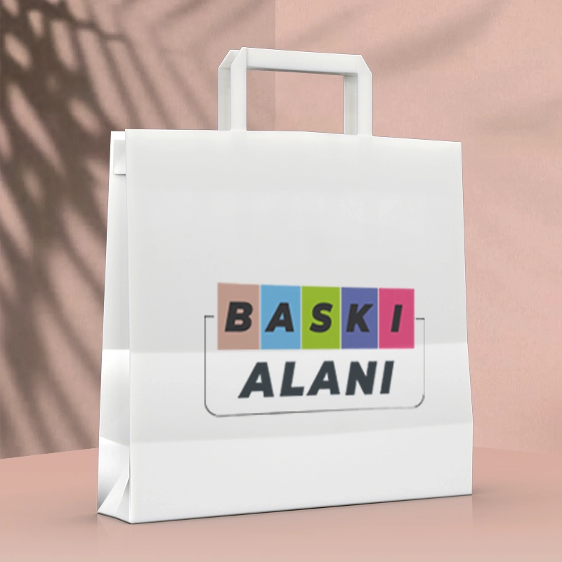 Baskili-cozum-ambalaj-konak-izmir-Beyaz Kraft Flat Saplı Virgin Çanta 32x21x33-yan